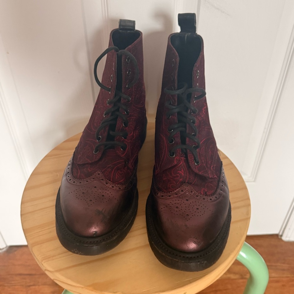(Limited Edition) Dr. Martens burgundy paisley print boots